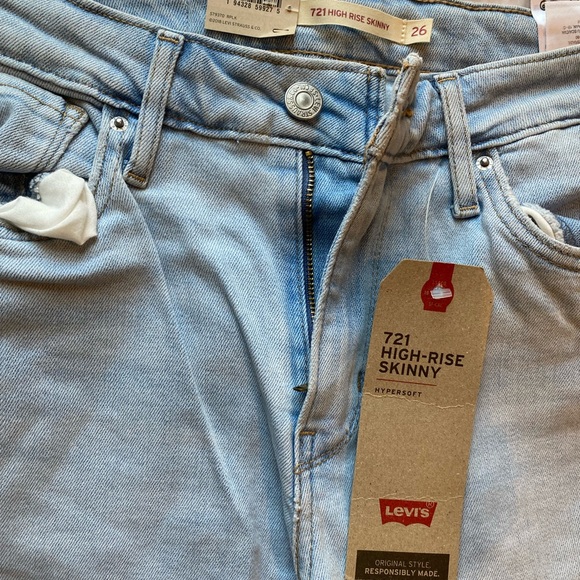 Levis 721 high rise skinny jeans! NWT size 26 - Picture 3 of 8
